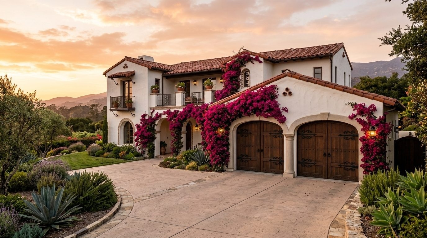 Mercier Precision Garage Doors Exterior Closed Garage Door at Twilight